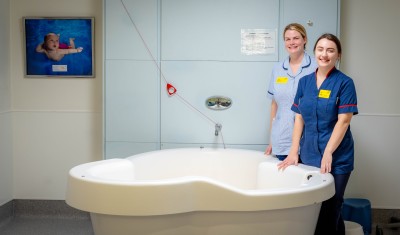 Midwives with birthing pool